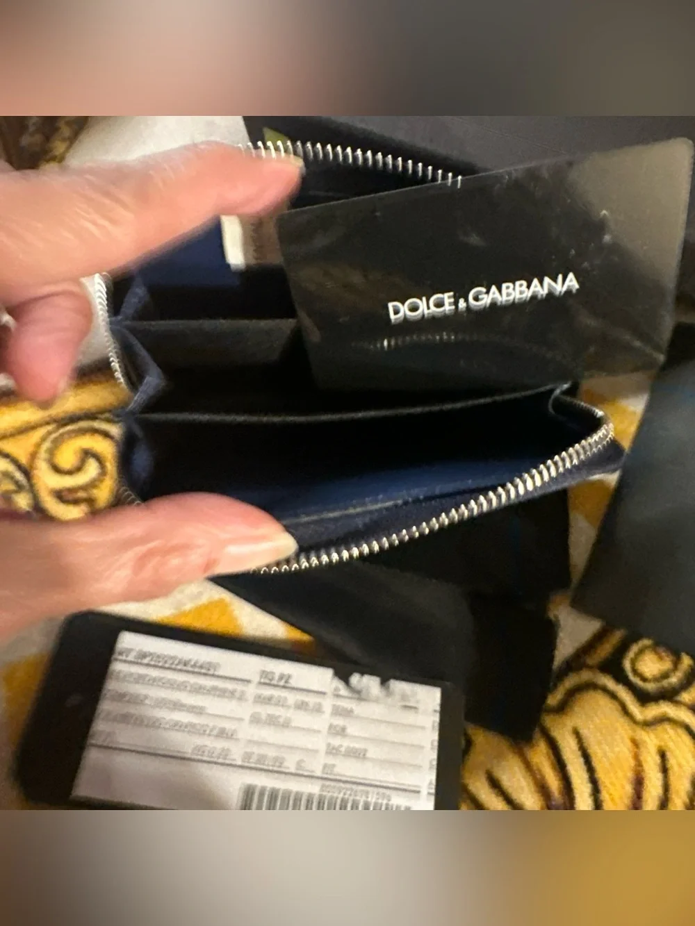 Dolce & Gabbana Navy Calfskin Leather DG Logo Zip Dauphine Wallet NWT